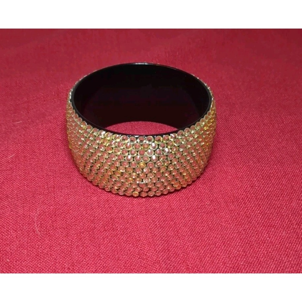 Plastic Lucite Acrylic Bracelet With Rhinestones‎ Bling